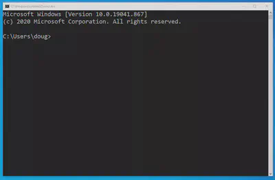 The starting view of the command prompt window.